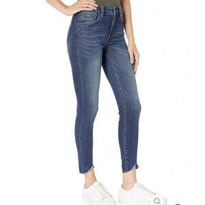 KUT From The Kloth Connie Skinny Crop Jeans Dark Wash High Rise Frayed Hem Sz 14
